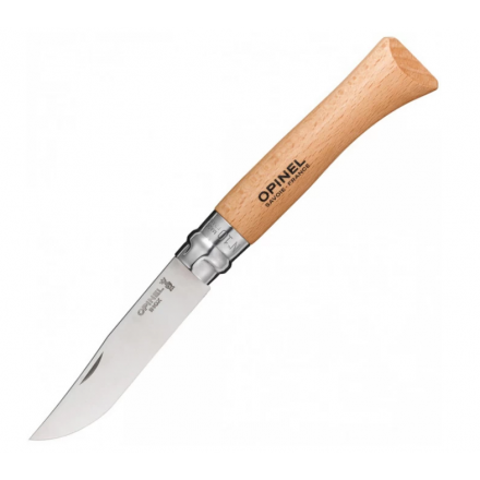 Нож OPINEL №10, нержавеющая сталь, рукоять из бука, блистер